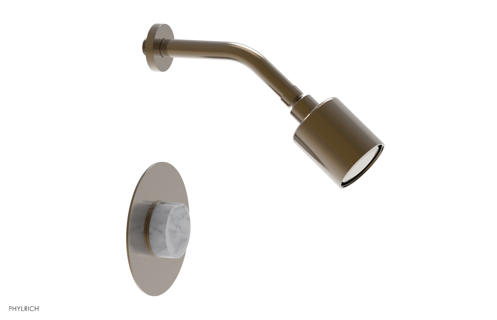 Phylrich CIRC Pressure Balance Shower Set - White Marble Handle by Phylrich