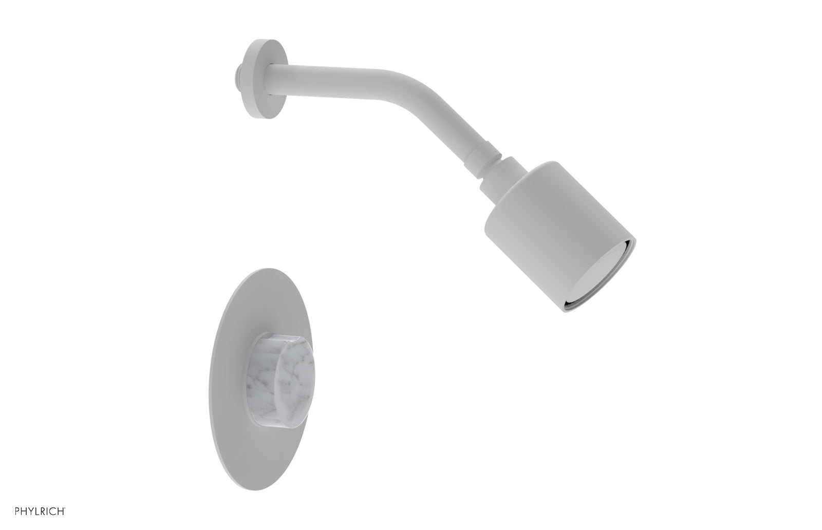 Phylrich CIRC Pressure Balance Shower Set - White Marble Handle