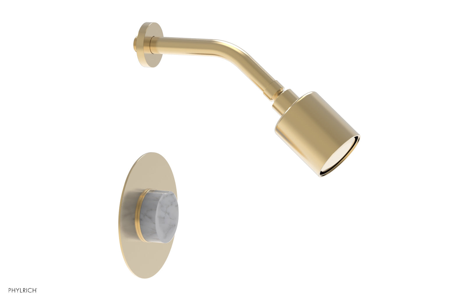 Phylrich CIRC Pressure Balance Shower Set - White Marble Handle