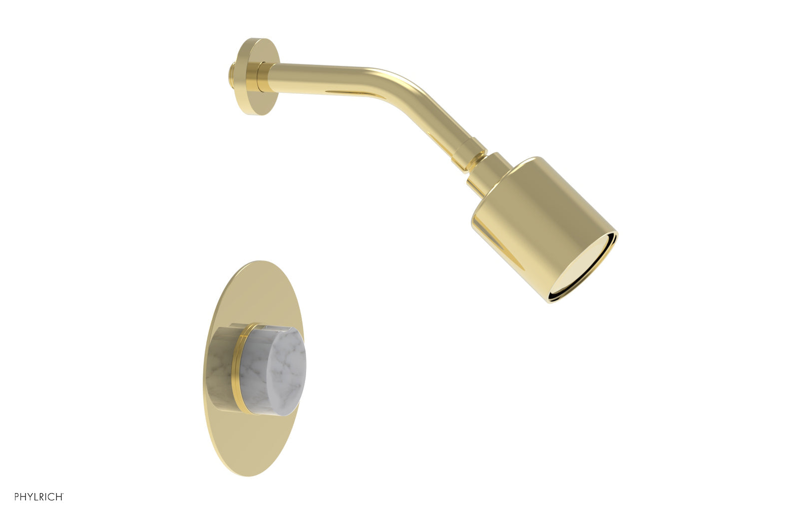 Phylrich CIRC Pressure Balance Shower Set - White Marble Handle