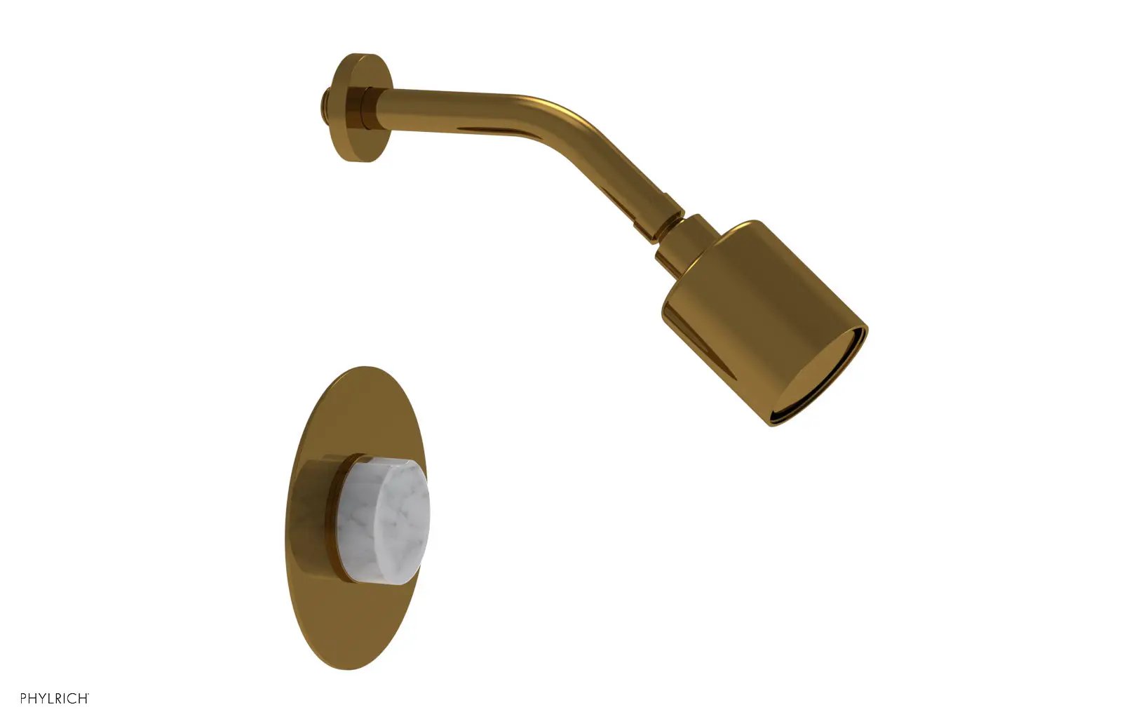 Phylrich CIRC Pressure Balance Shower Set - White Marble Handle by Phylrich