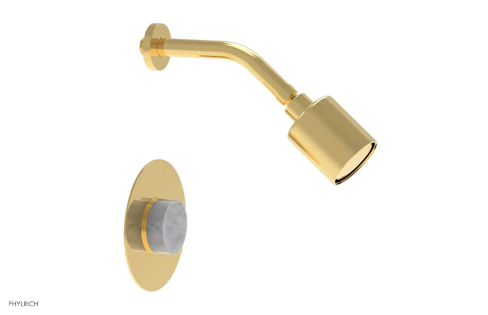 Phylrich CIRC Pressure Balance Shower Set - White Marble Handle by Phylrich