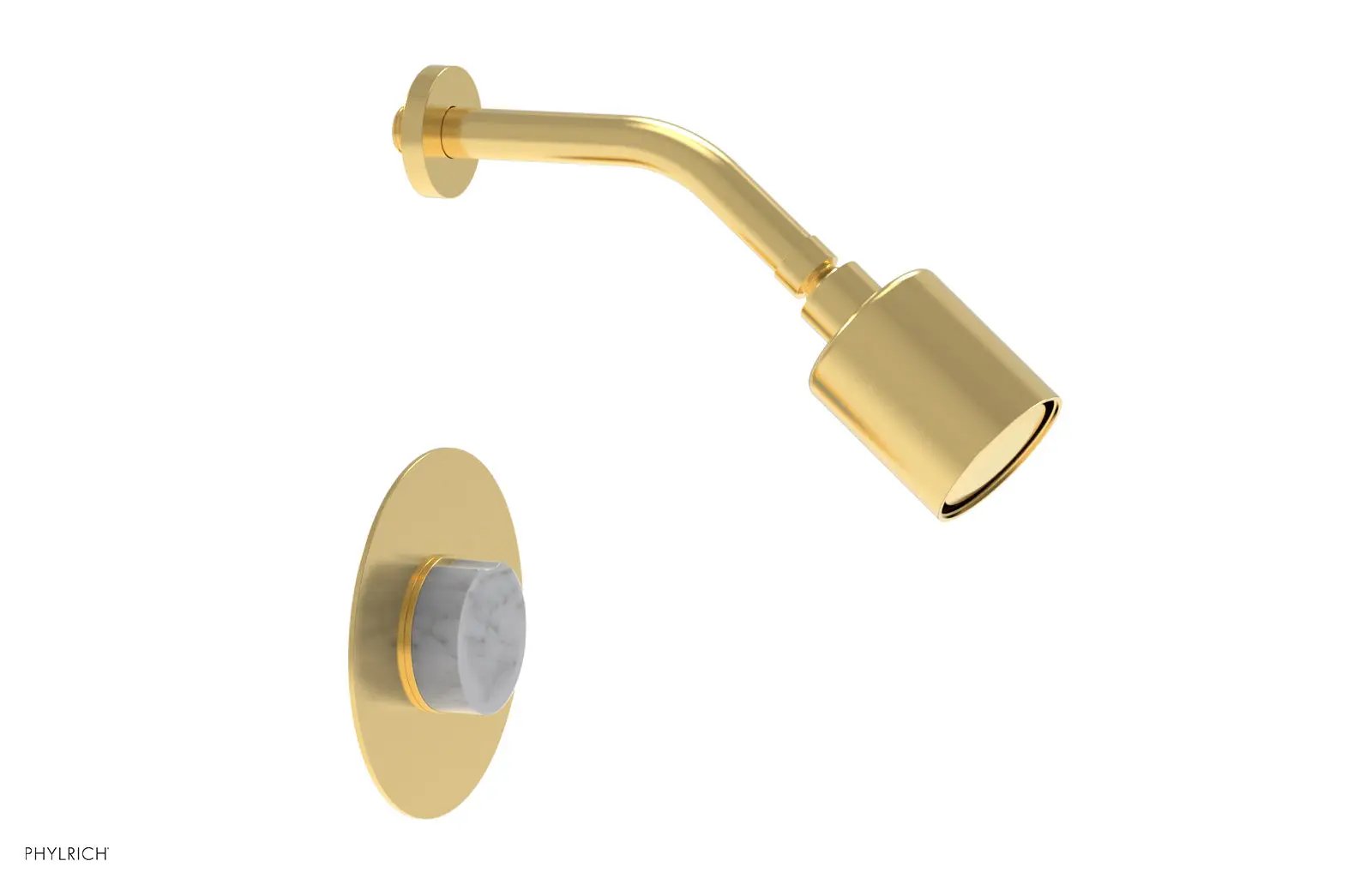 Phylrich CIRC Pressure Balance Shower Set - White Marble Handle by Phylrich