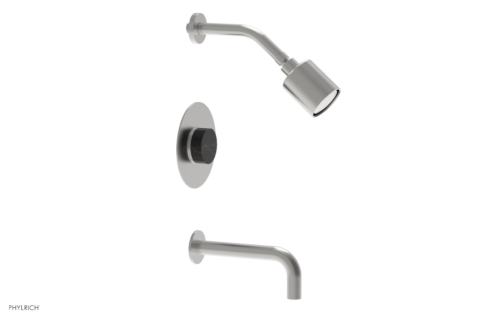 Phylrich CIRC Pressure Balance Tub and Shower Set - Black Marble Handle by Phylrich