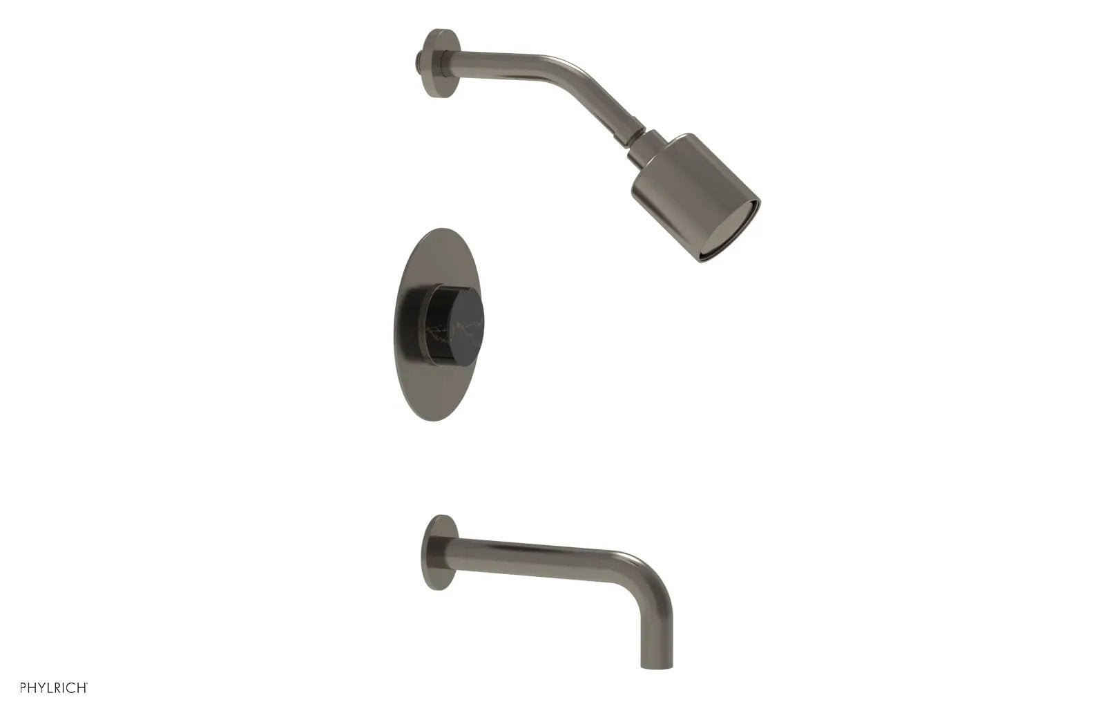 Phylrich CIRC Pressure Balance Tub and Shower Set - Black Marble Handle by Phylrich