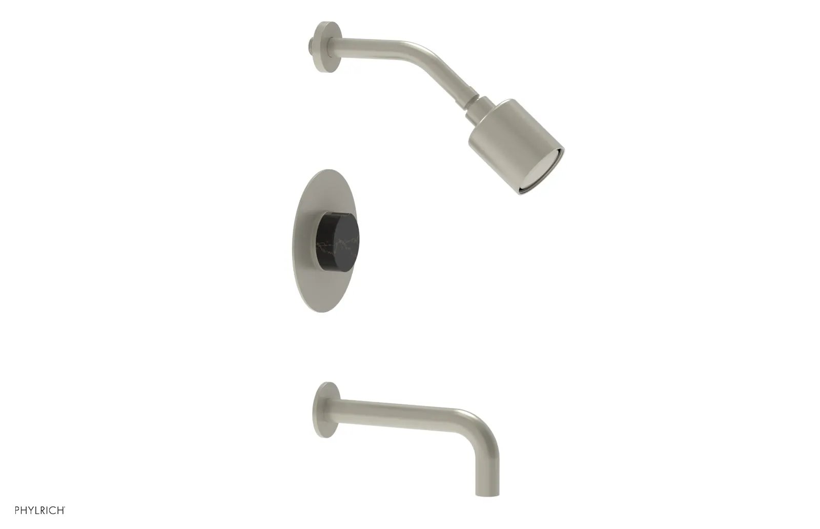 Phylrich CIRC Pressure Balance Tub and Shower Set - Black Marble Handle by Phylrich