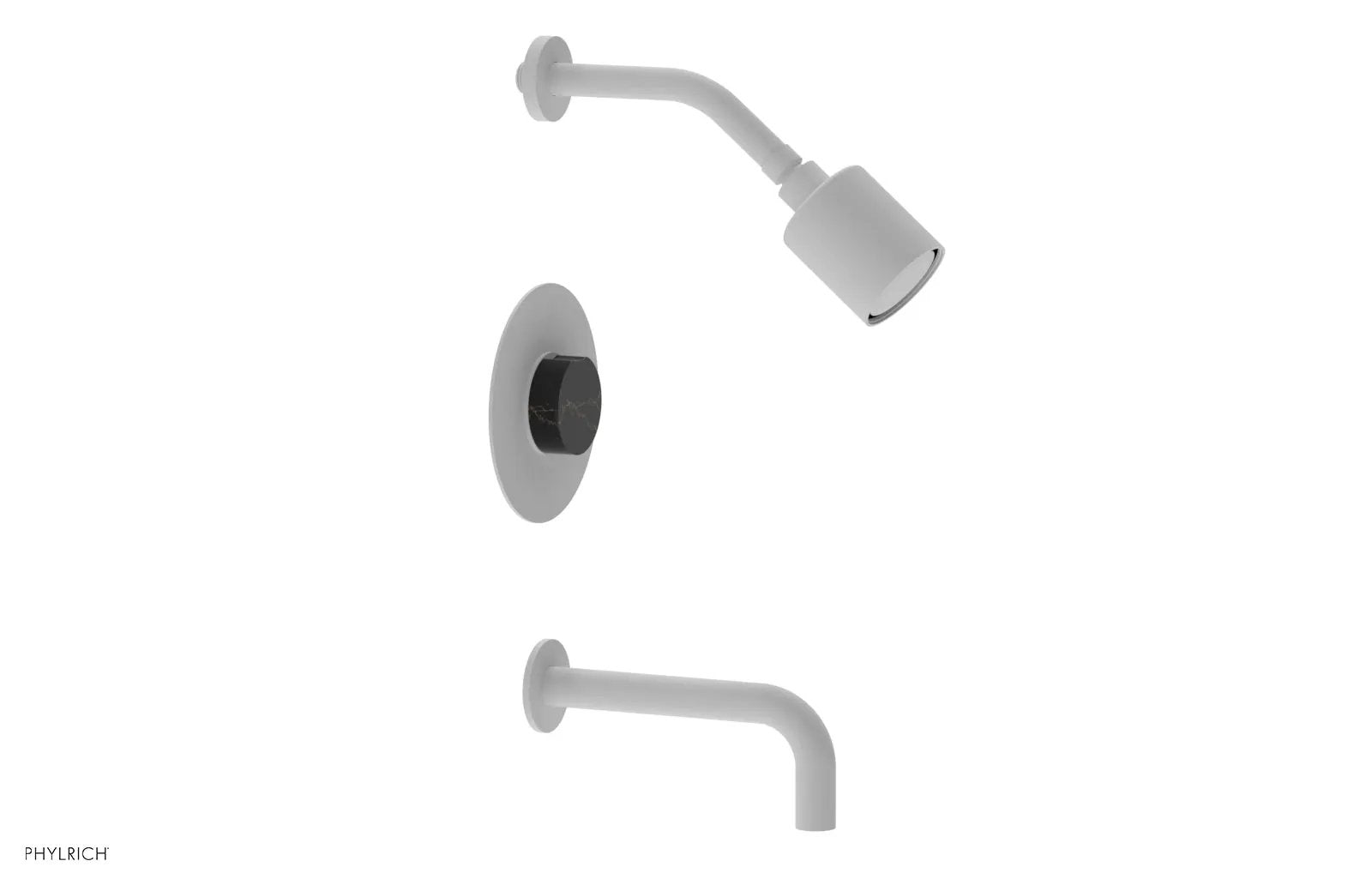 Phylrich CIRC Pressure Balance Tub and Shower Set - Black Marble Handle by Phylrich