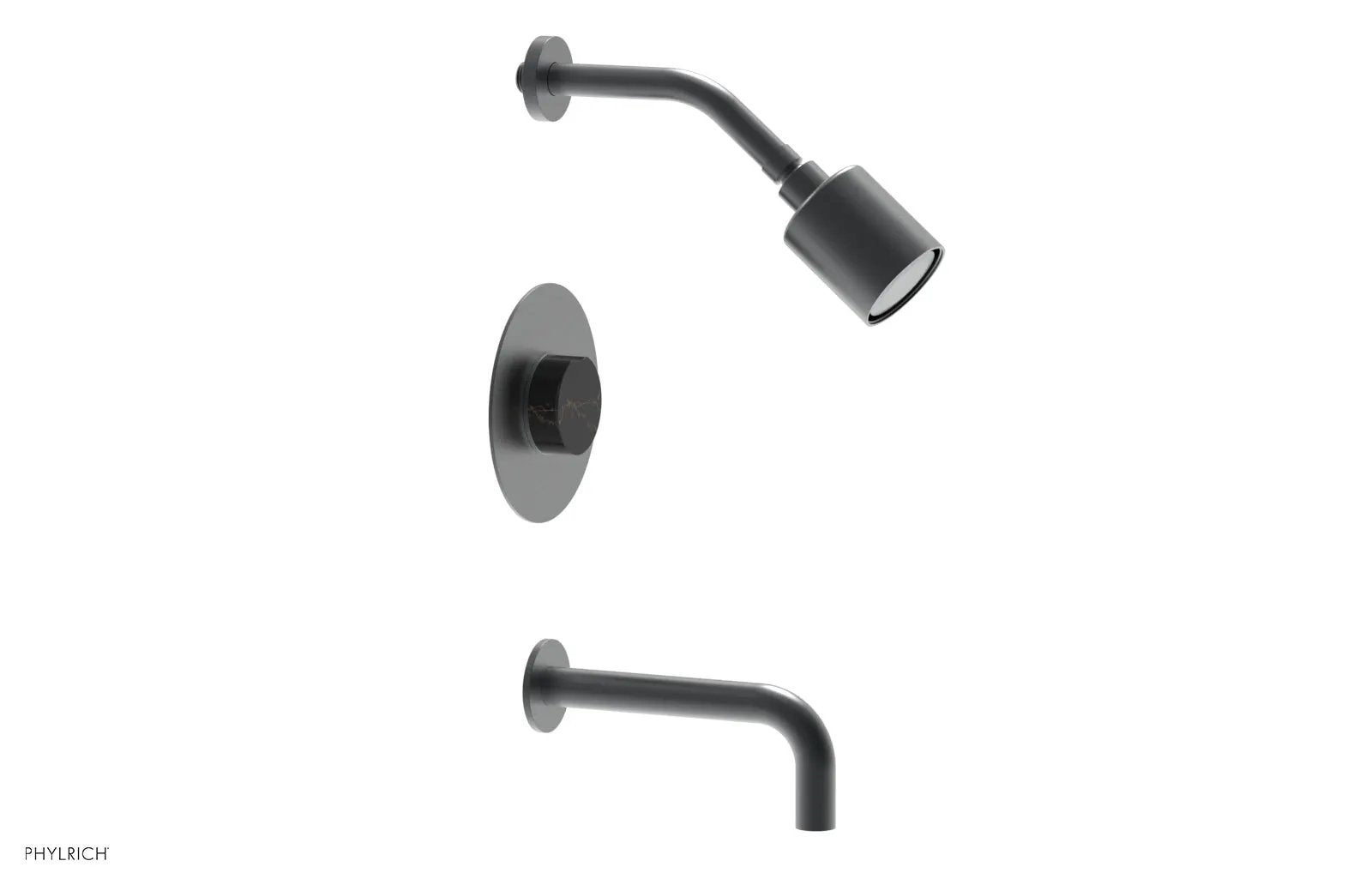 Phylrich CIRC Pressure Balance Tub and Shower Set - Black Marble Handle by Phylrich