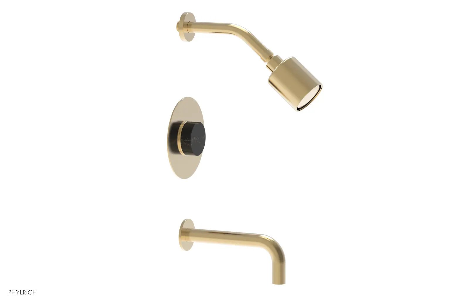 Phylrich CIRC Pressure Balance Tub and Shower Set - Black Marble Handle by Phylrich