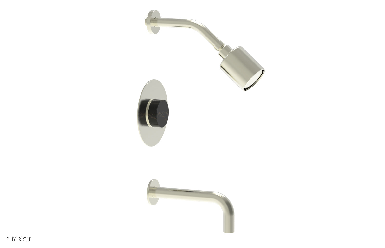 Phylrich CIRC Pressure Balance Tub and Shower Set - Black Marble Handle by Phylrich