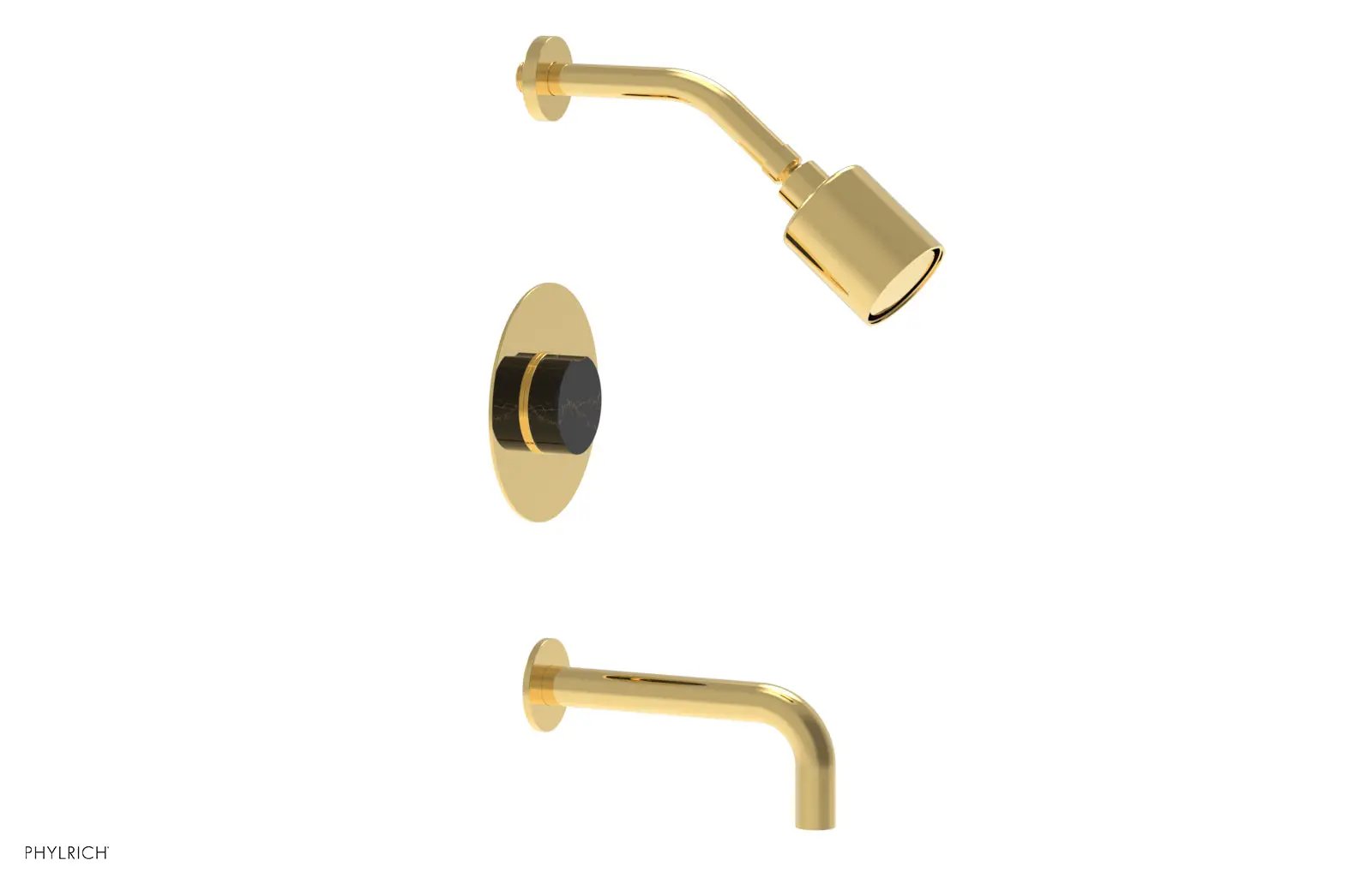 Phylrich CIRC Pressure Balance Tub and Shower Set - Black Marble Handle by Phylrich