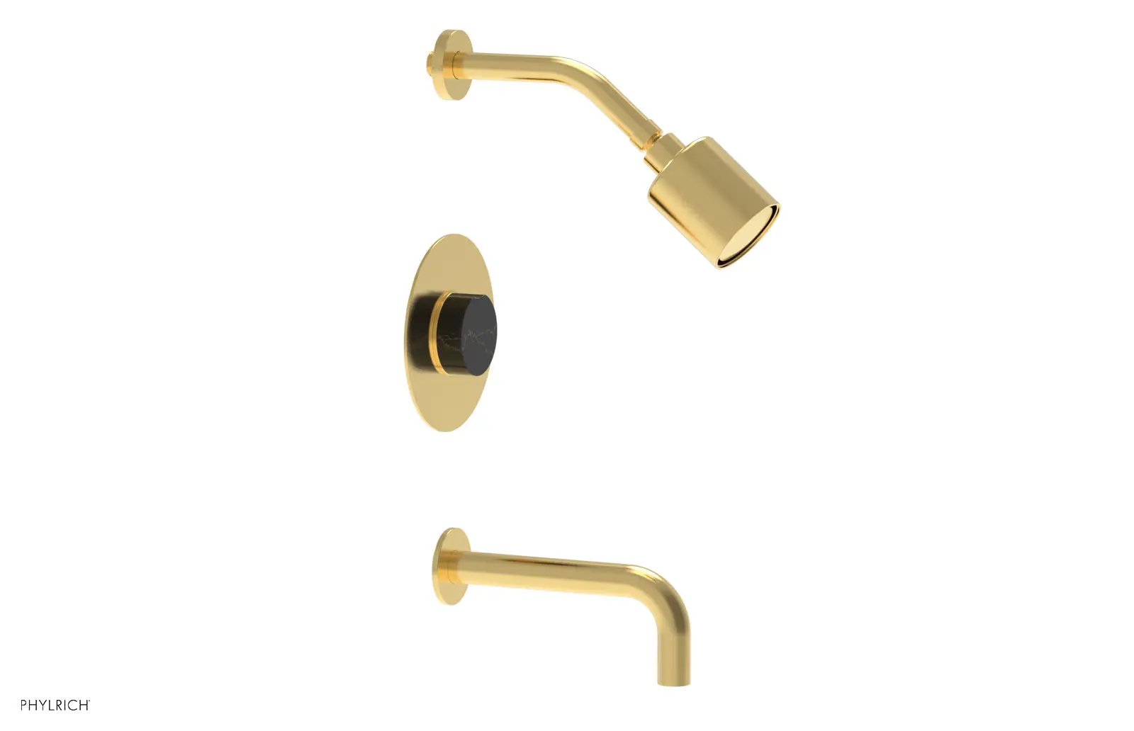 Phylrich CIRC Pressure Balance Tub and Shower Set - Black Marble Handle by Phylrich