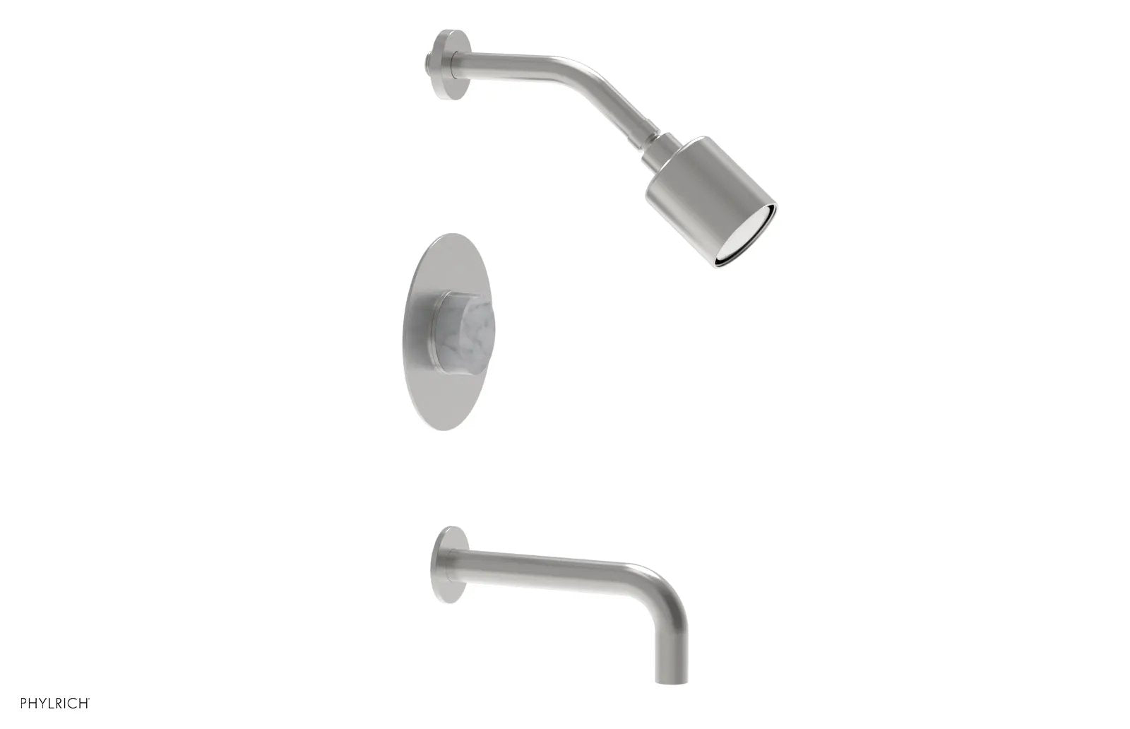 Phylrich CIRC Pressure Balance Tub and Shower Set - White Marble Handle by Phylrich