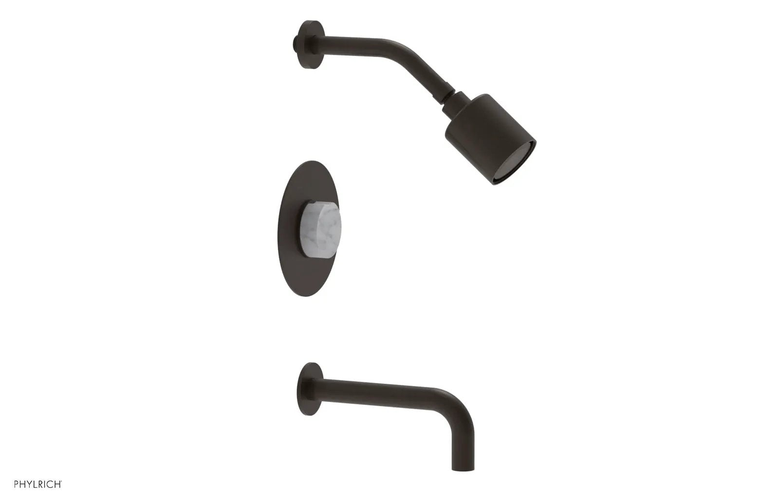 Phylrich CIRC Pressure Balance Tub and Shower Set - White Marble Handle by Phylrich