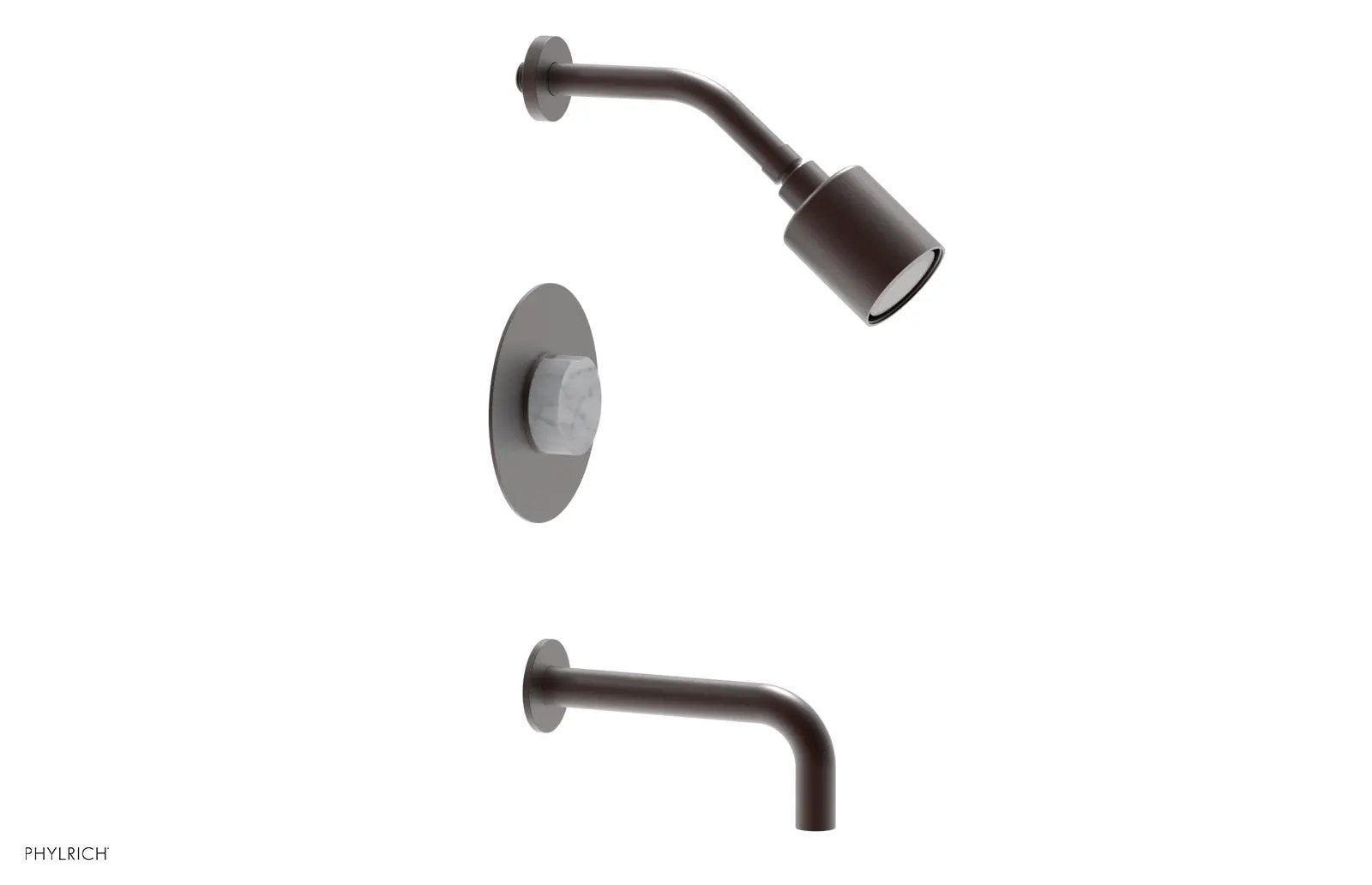 Phylrich CIRC Pressure Balance Tub and Shower Set - White Marble Handle by Phylrich