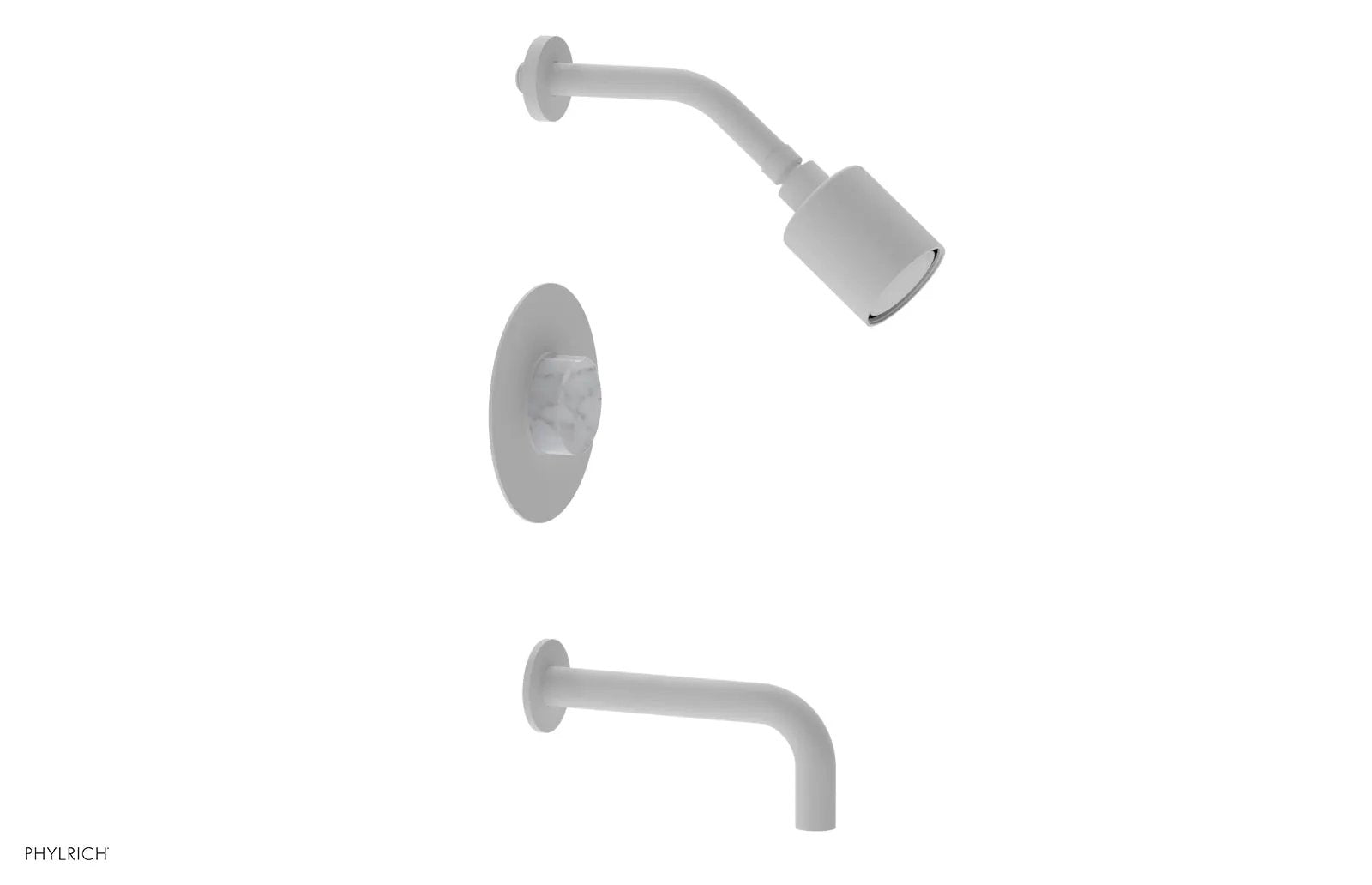 Phylrich CIRC Pressure Balance Tub and Shower Set - White Marble Handle by Phylrich