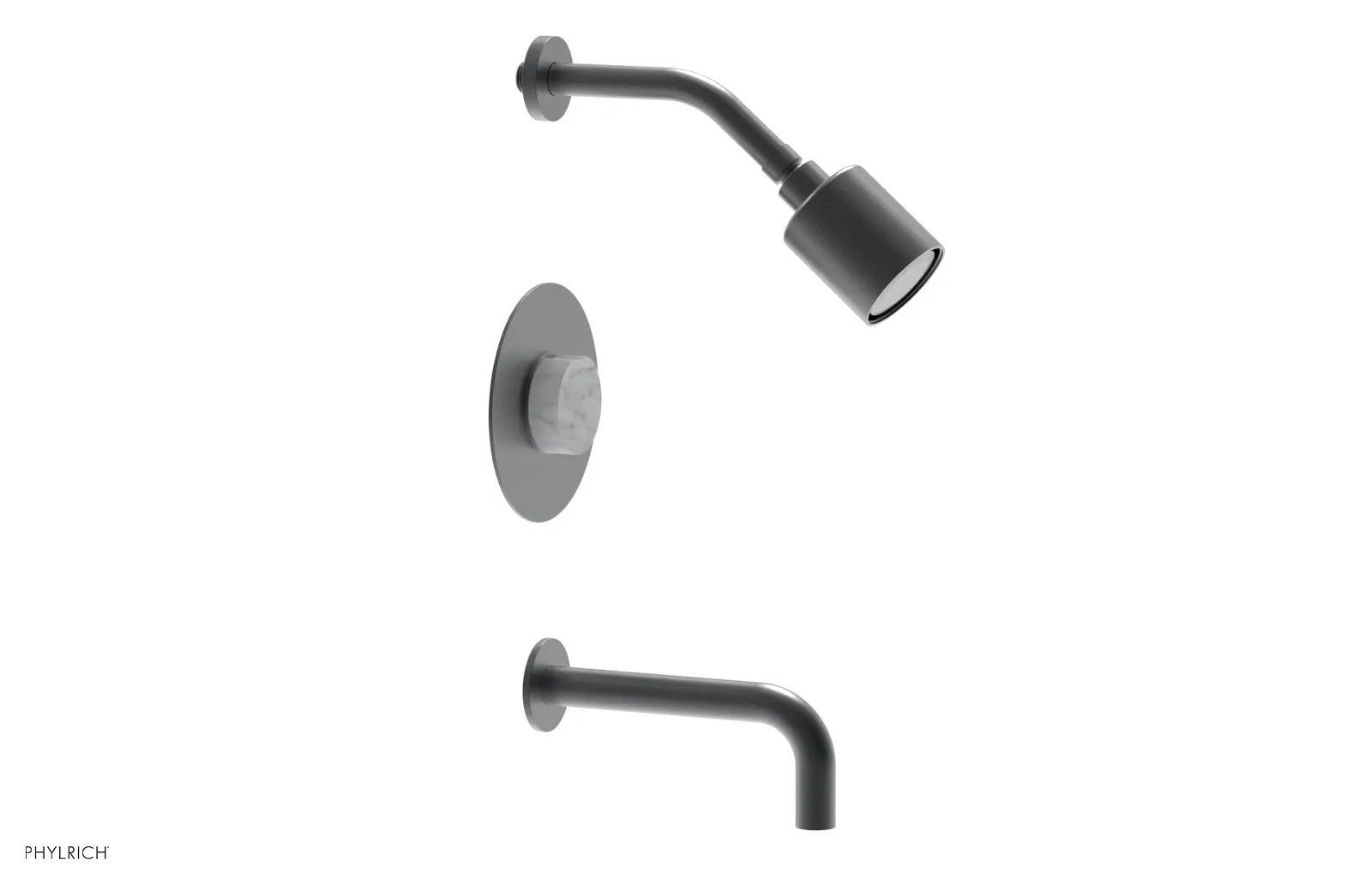Phylrich CIRC Pressure Balance Tub and Shower Set - White Marble Handle by Phylrich