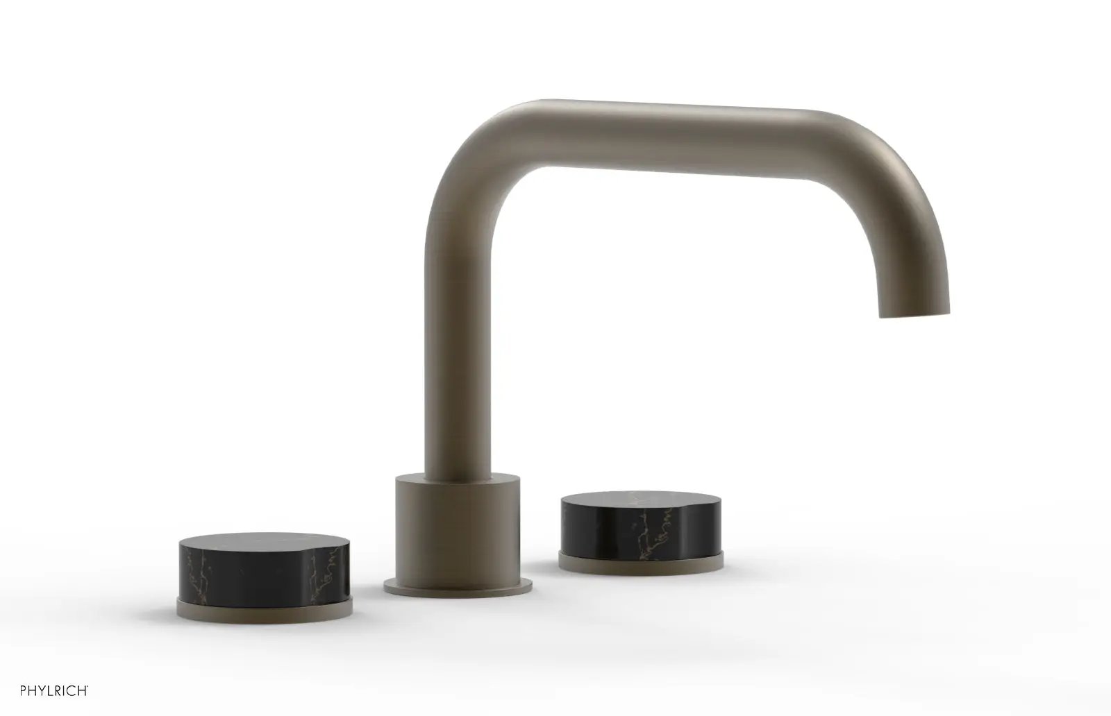 Phylrich CIRC Deck Tub Set - Low Spout Black Marble Handles by Phylrich