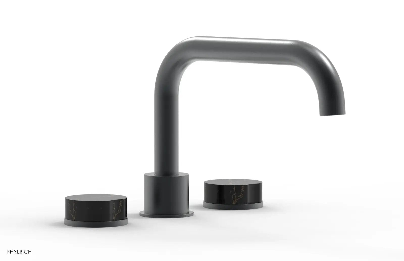 Phylrich CIRC Deck Tub Set - Low Spout Black Marble Handles by Phylrich
