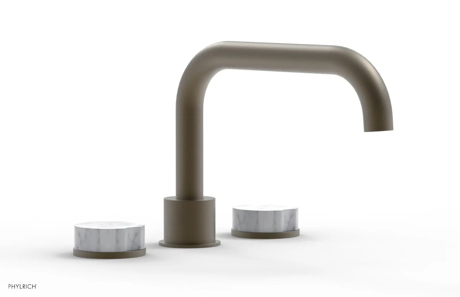 Phylrich CIRC Deck Tub Set - Low Spout White Marble Handles by Phylrich