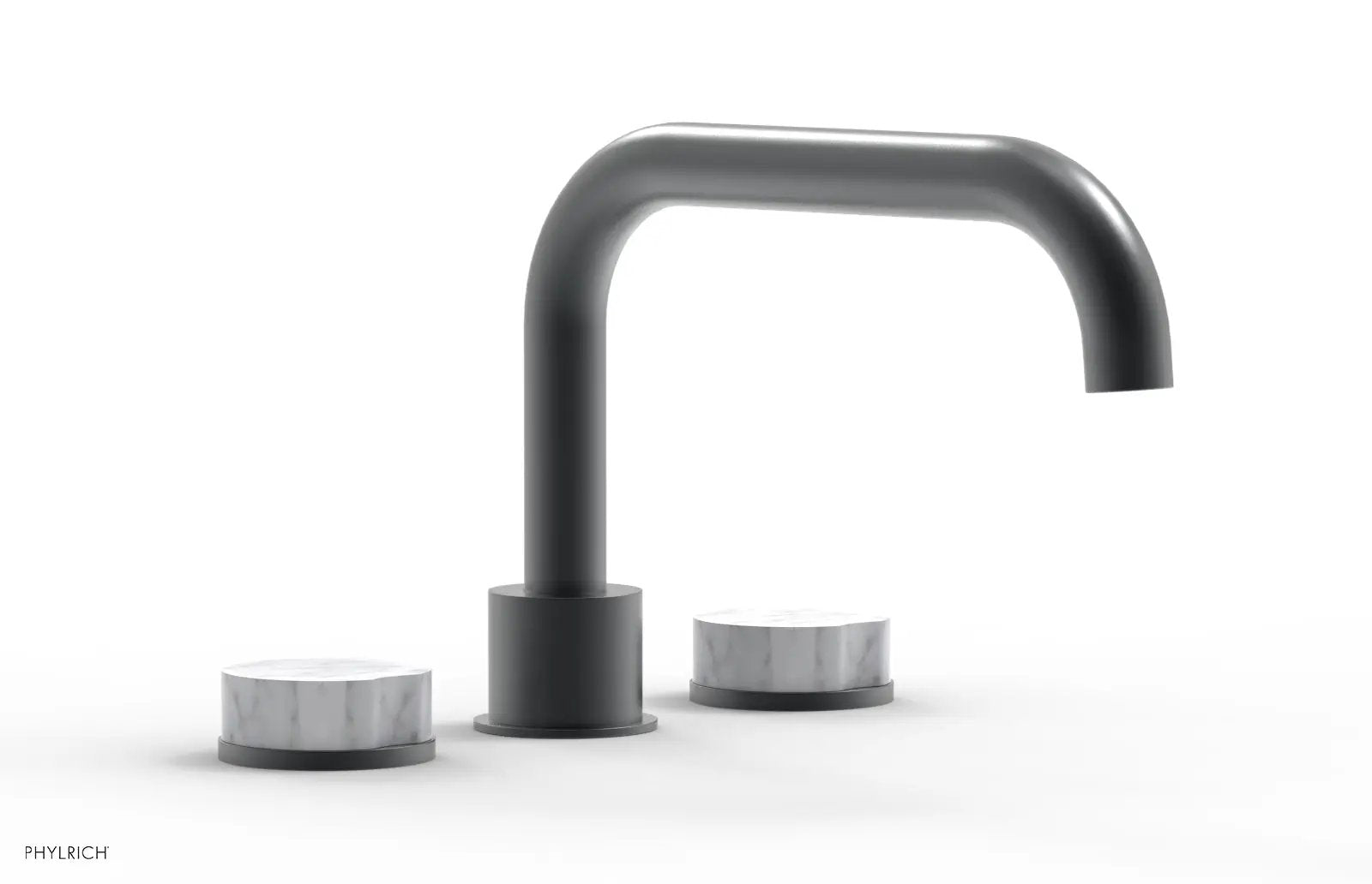 Phylrich CIRC Deck Tub Set - Low Spout White Marble Handles by Phylrich