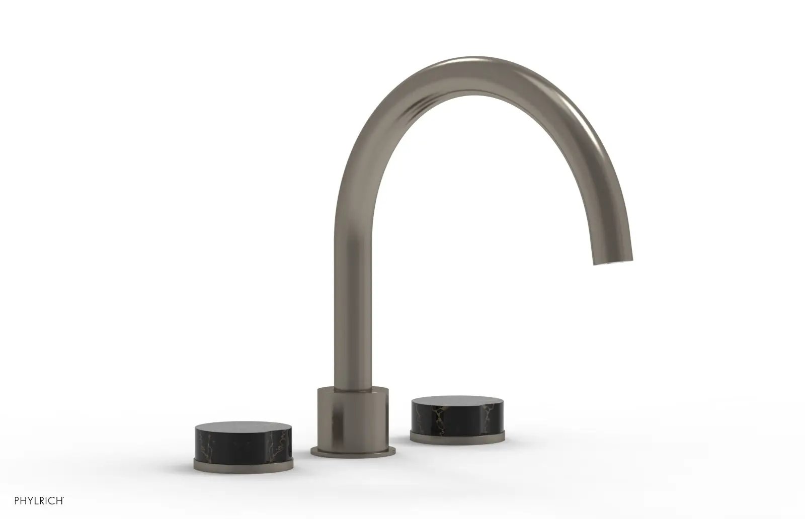 Phylrich CIRC Deck Tub Set - High Spout Black Marble Handles by Phylrich