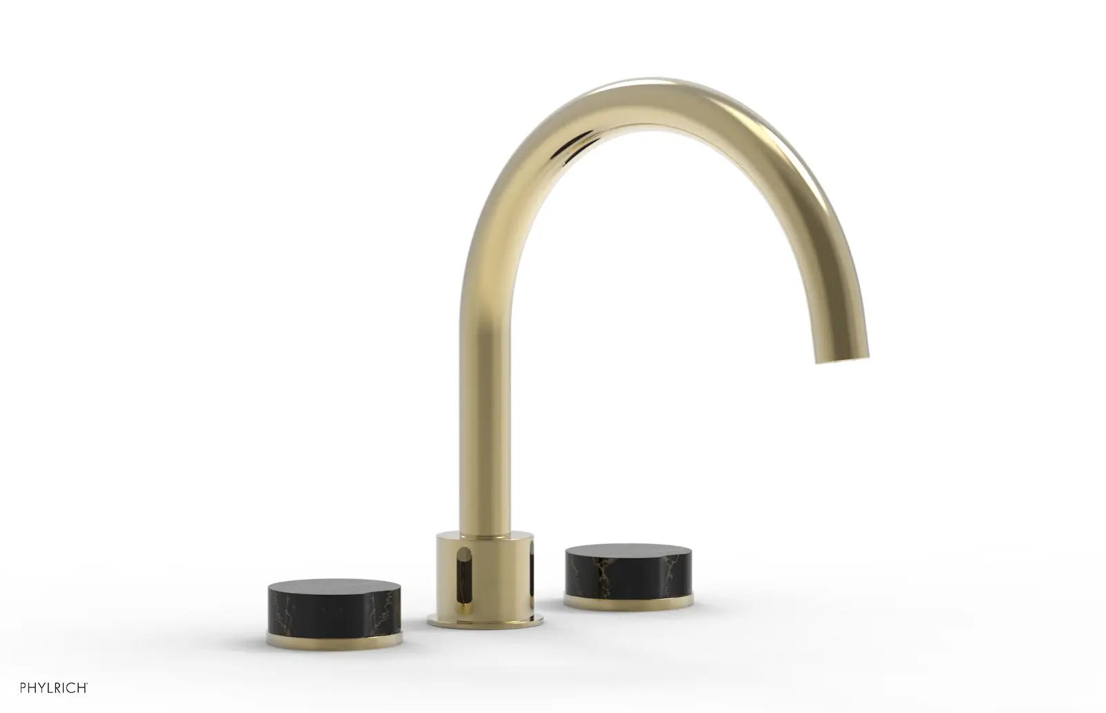Phylrich CIRC Deck Tub Set - High Spout Black Marble Handles by Phylrich