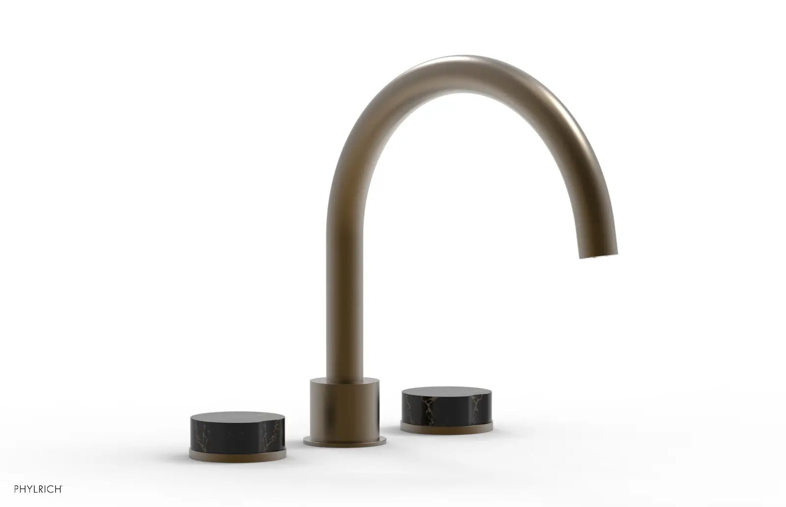 Phylrich CIRC Deck Tub Set - High Spout Black Marble Handles by Phylrich