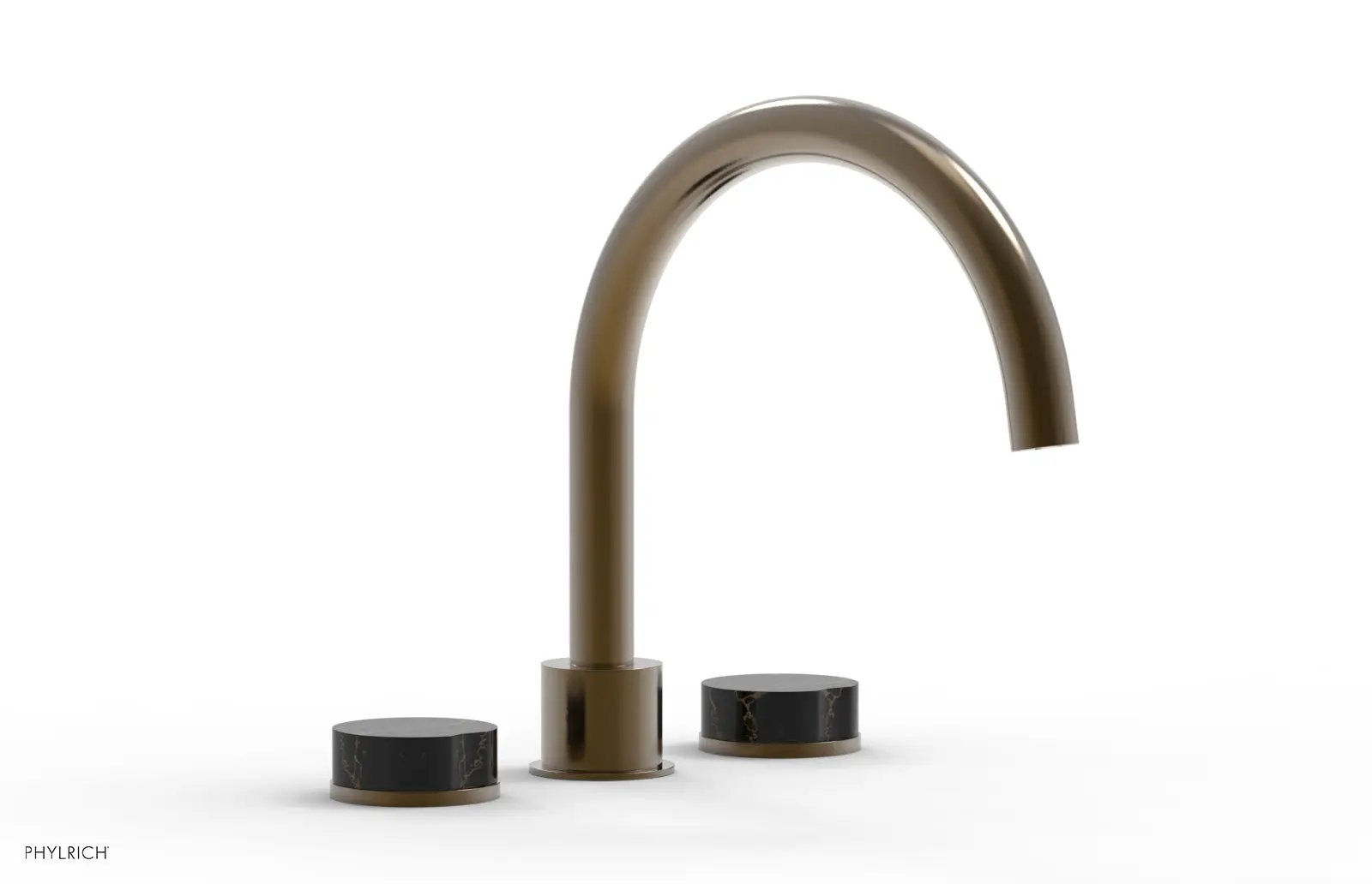 Phylrich CIRC Deck Tub Set - High Spout Black Marble Handles by Phylrich