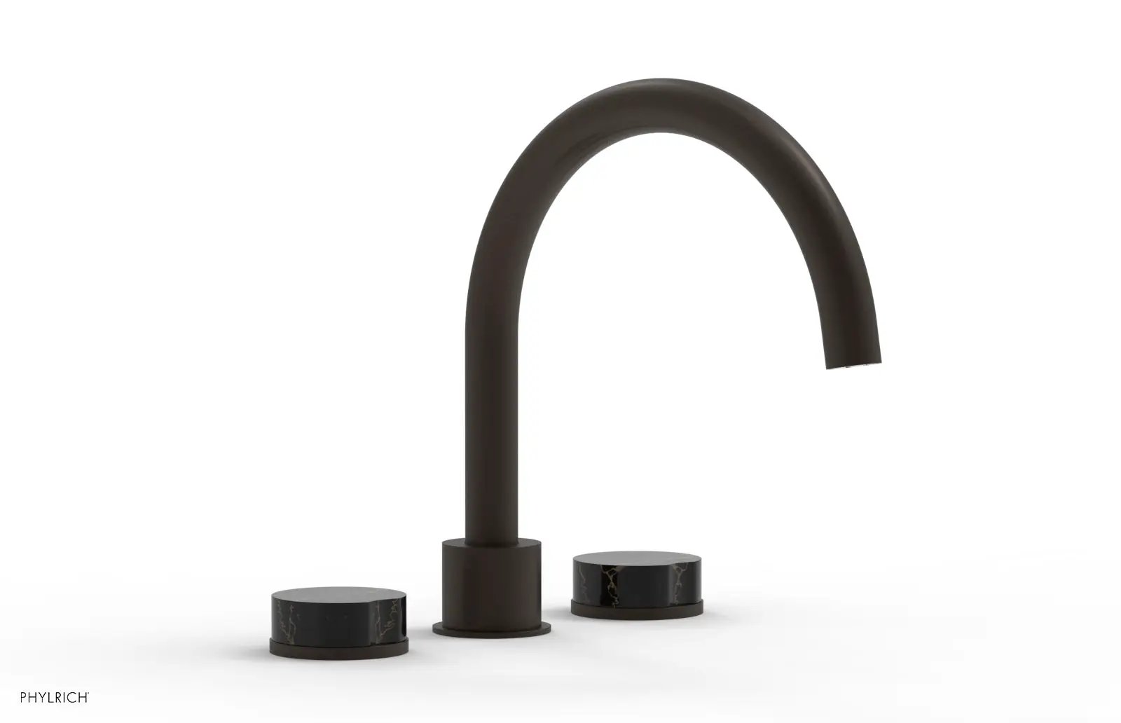 Phylrich CIRC Deck Tub Set - High Spout Black Marble Handles by Phylrich
