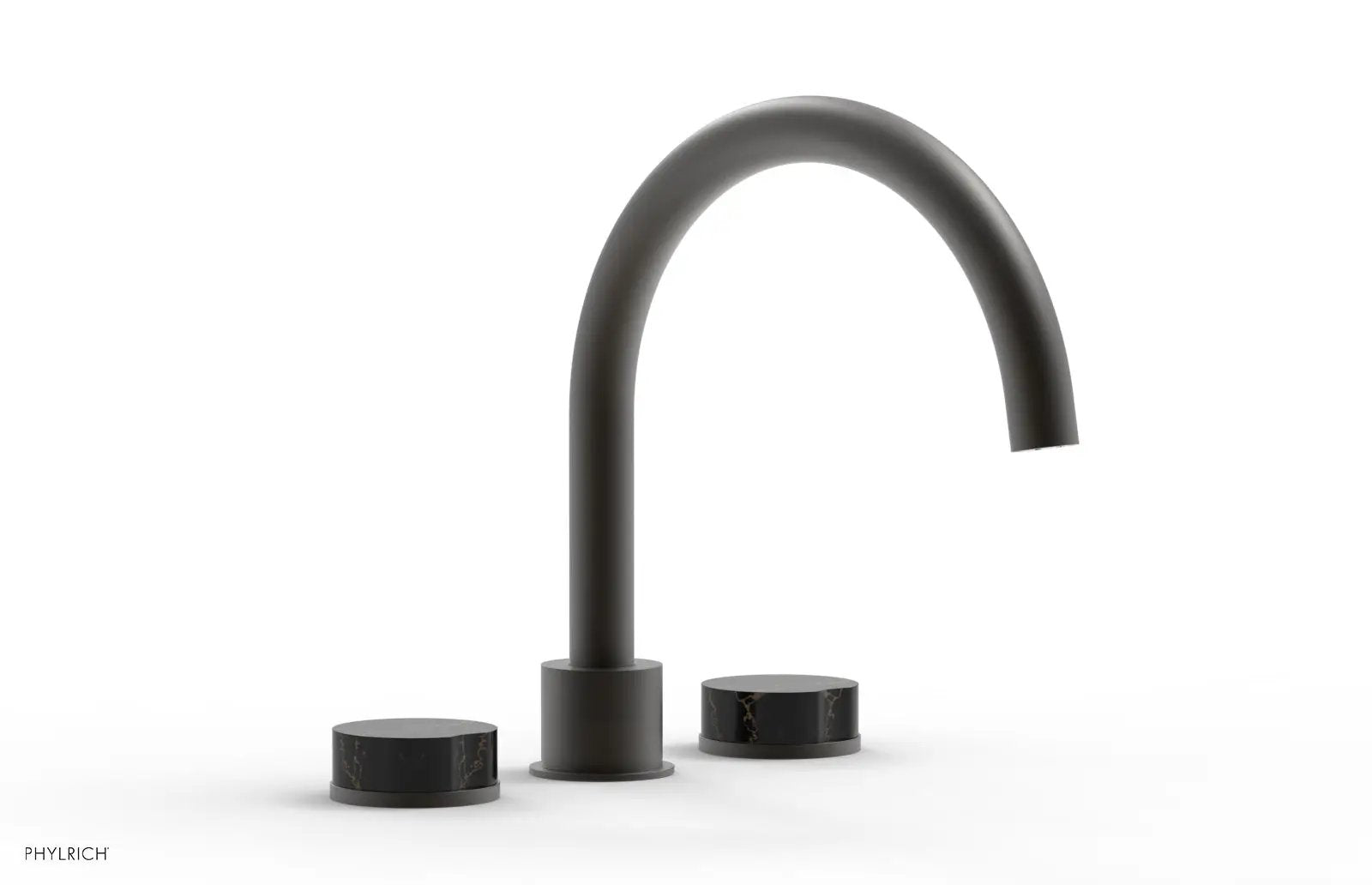 Phylrich CIRC Deck Tub Set - High Spout Black Marble Handles by Phylrich