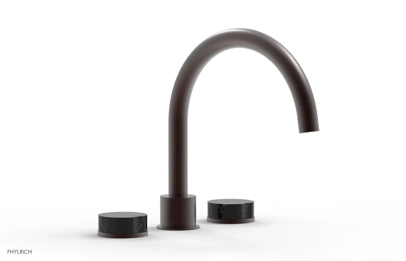 Phylrich CIRC Deck Tub Set - High Spout Black Marble Handles by Phylrich