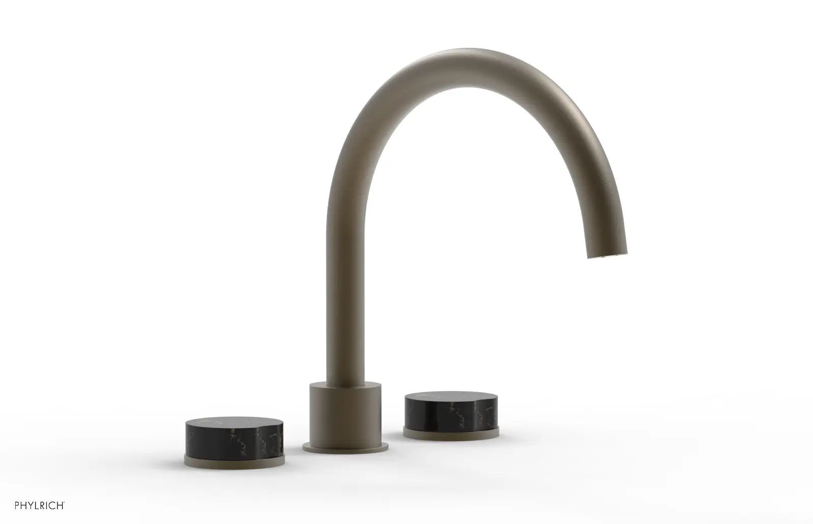Phylrich CIRC Deck Tub Set - High Spout Black Marble Handles by Phylrich