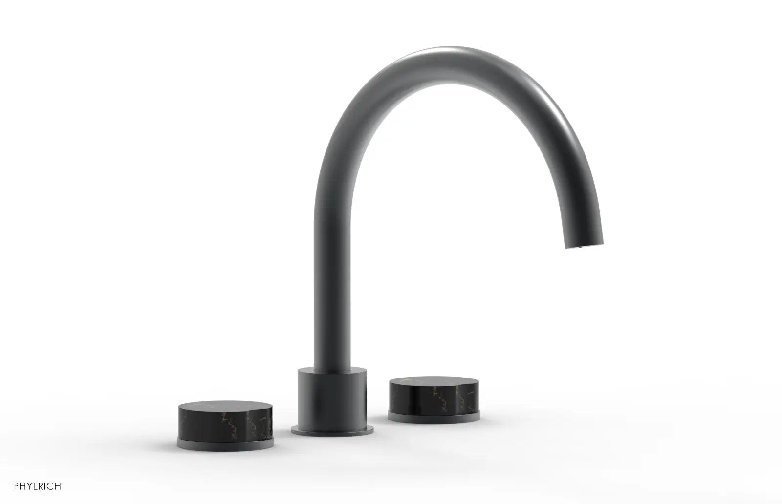 Phylrich CIRC Deck Tub Set - High Spout Black Marble Handles by Phylrich