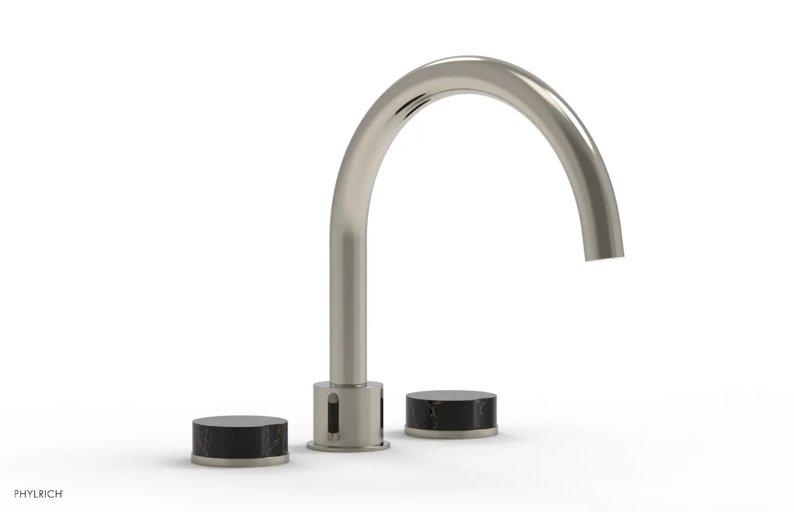 Phylrich CIRC Deck Tub Set - High Spout Black Marble Handles by Phylrich