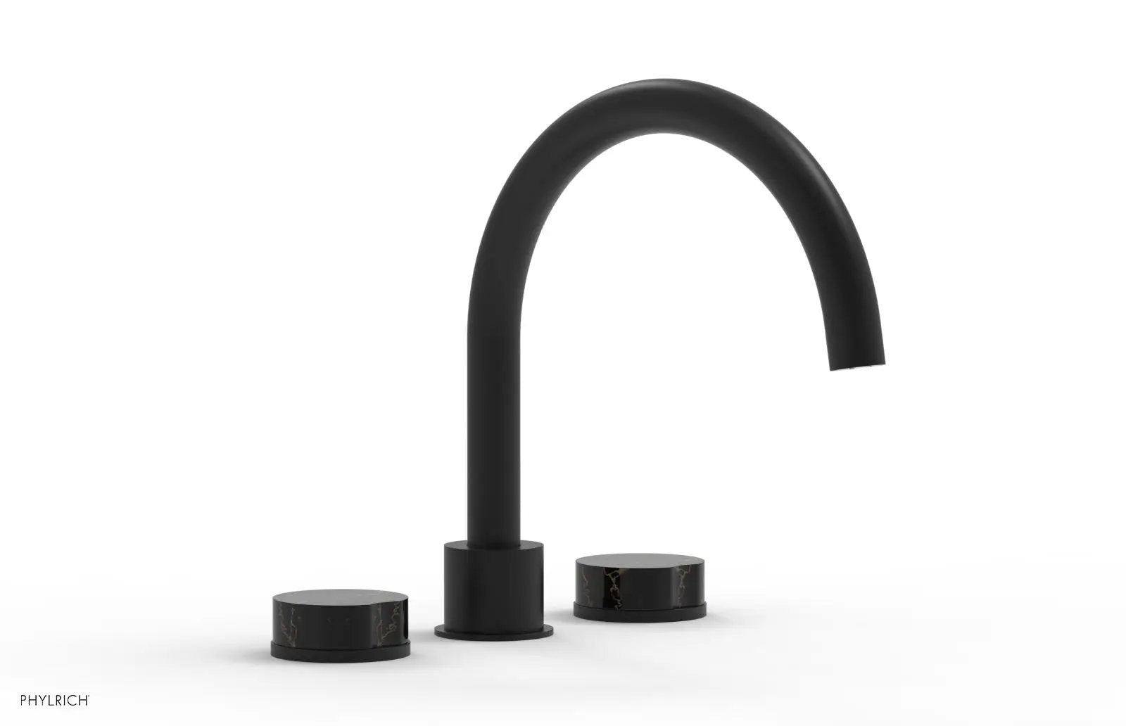 Phylrich CIRC Deck Tub Set - High Spout Black Marble Handles by Phylrich
