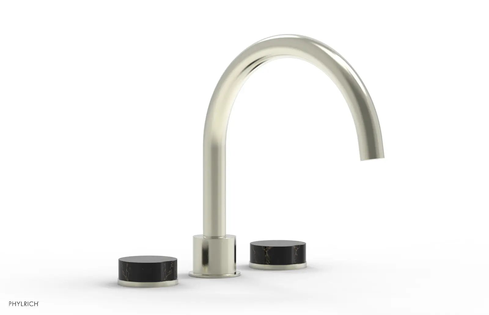 Phylrich CIRC Deck Tub Set - High Spout Black Marble Handles by Phylrich