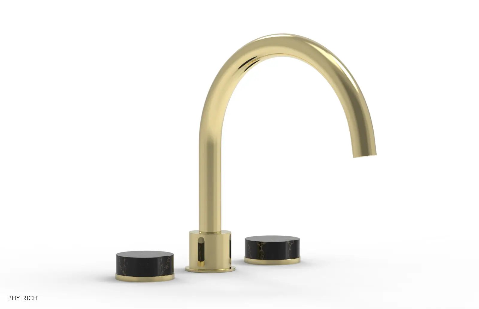 Phylrich CIRC Deck Tub Set - High Spout Black Marble Handles by Phylrich
