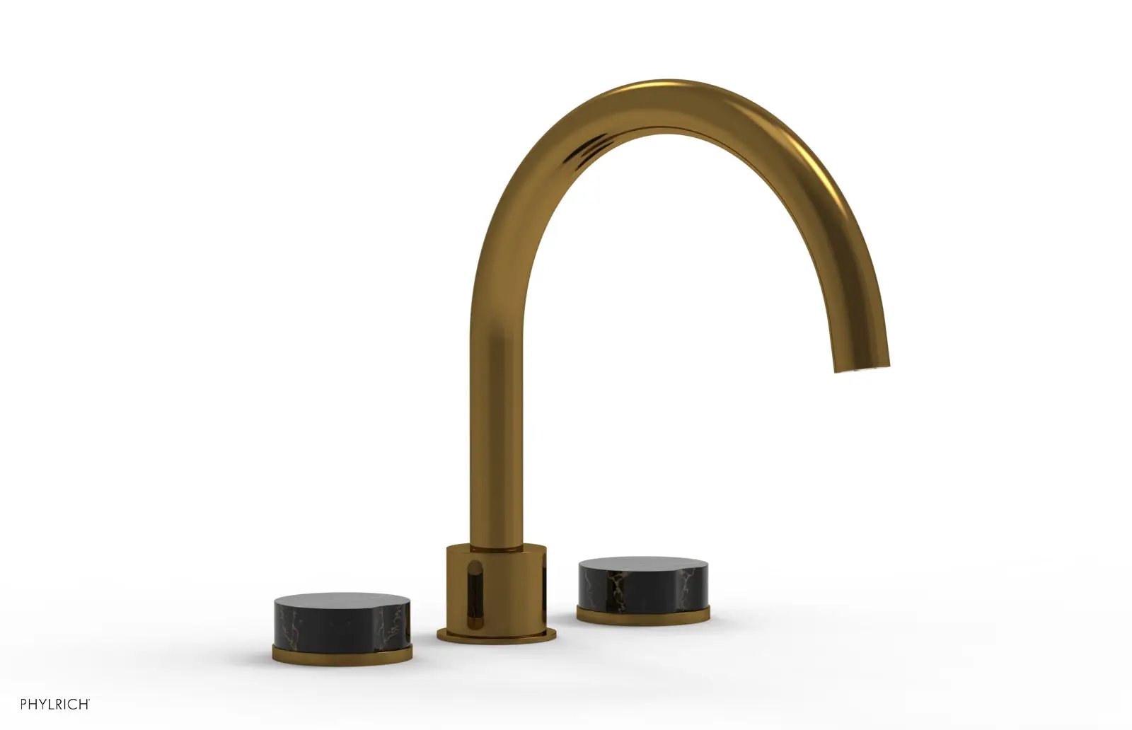 Phylrich CIRC Deck Tub Set - High Spout Black Marble Handles by Phylrich