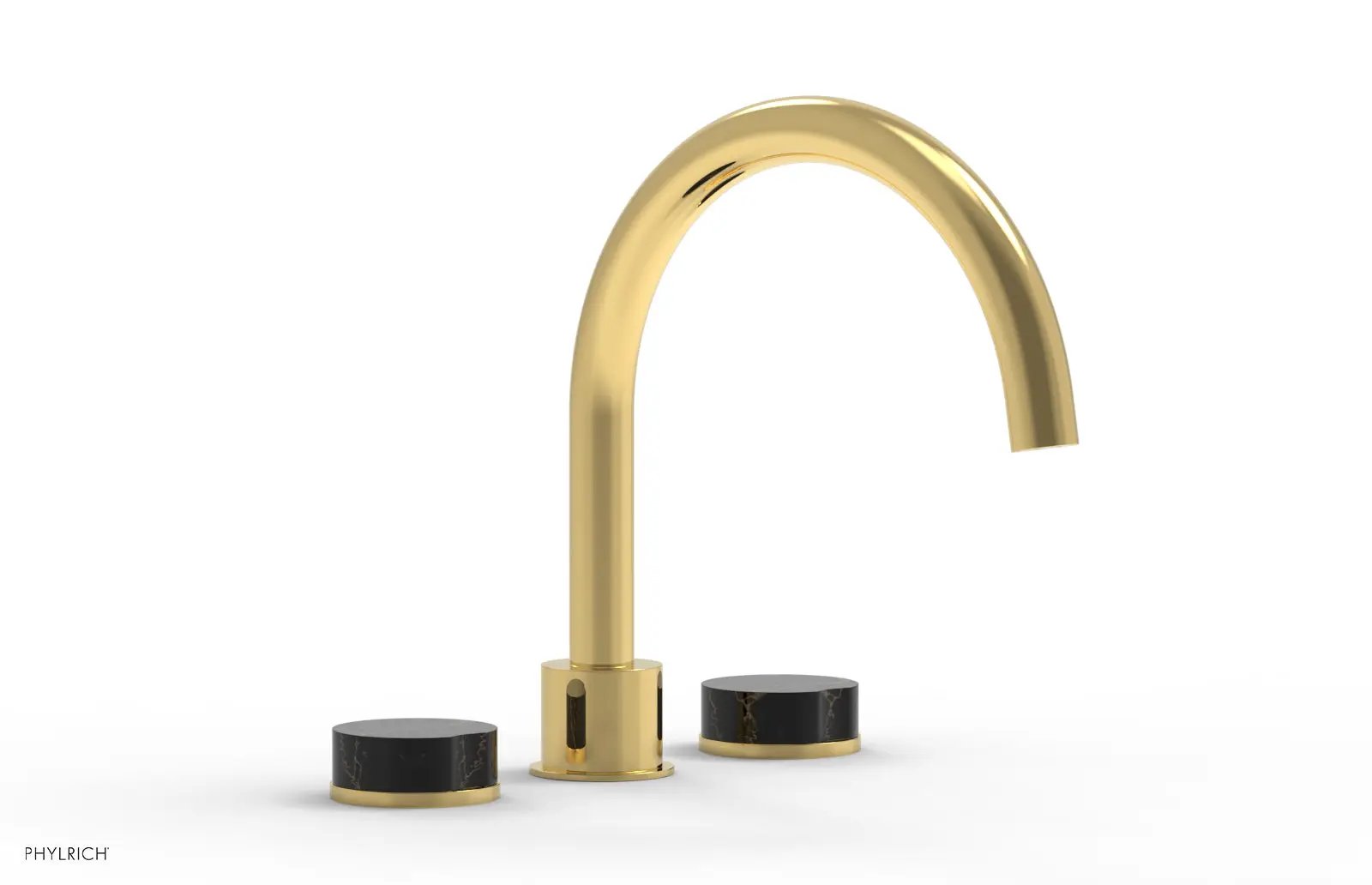 Phylrich CIRC Deck Tub Set - High Spout Black Marble Handles by Phylrich
