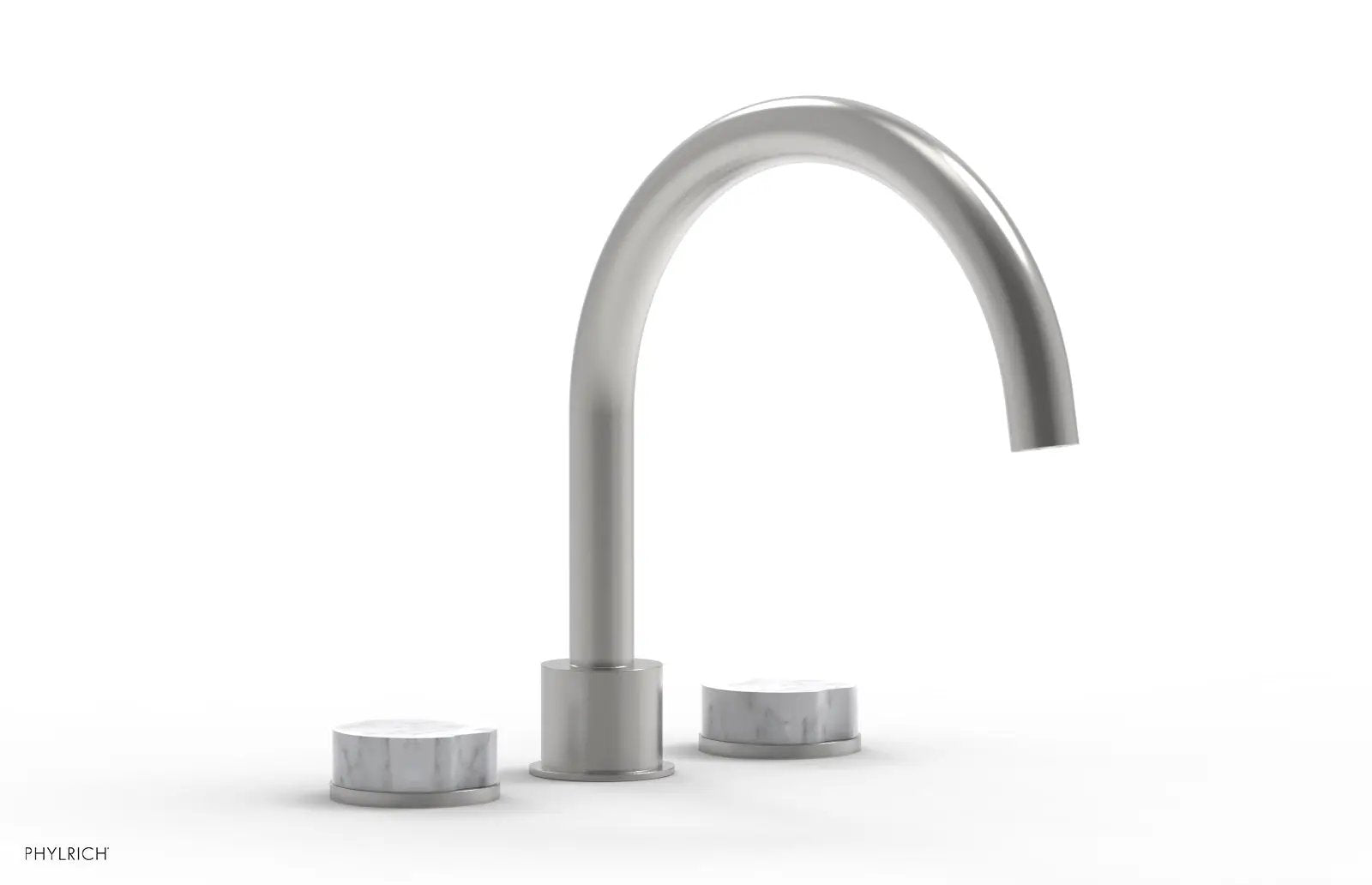 Phylrich CIRC Deck Tub Set - High Spout White Marble Handles by Phylrich