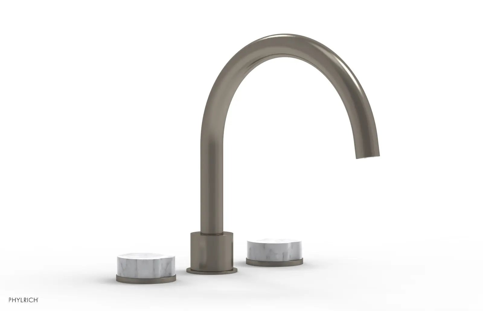 Phylrich CIRC Deck Tub Set - High Spout White Marble Handles by Phylrich