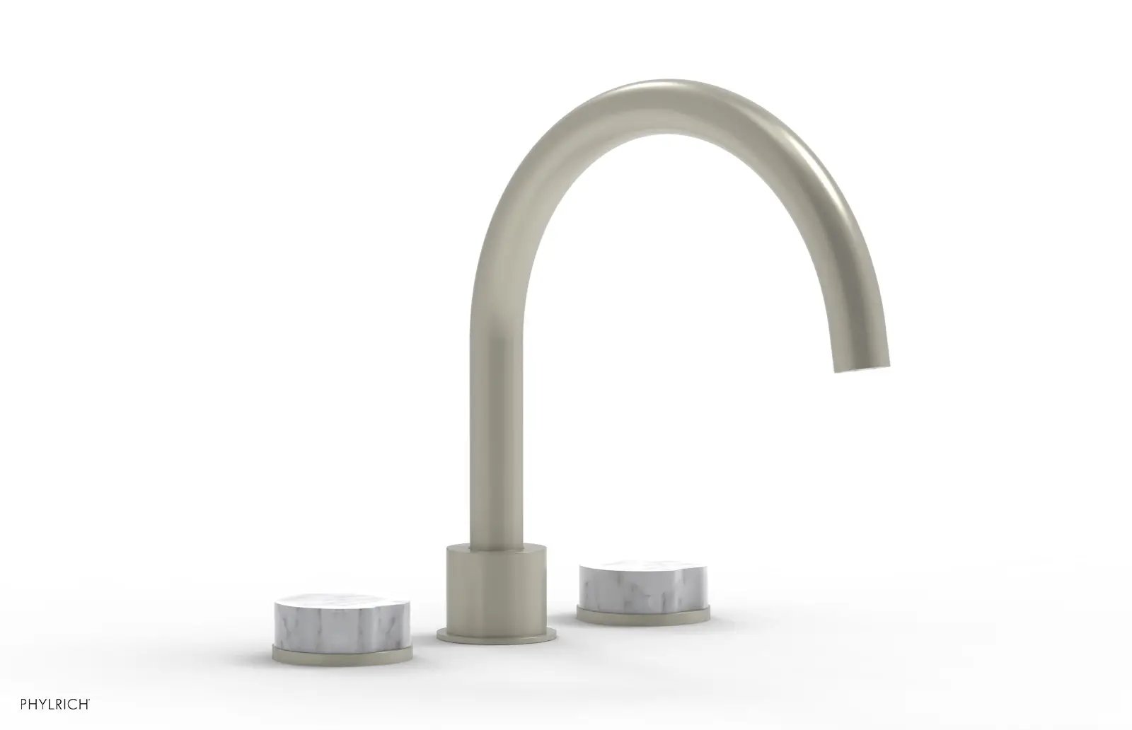 Phylrich CIRC Deck Tub Set - High Spout White Marble Handles by Phylrich