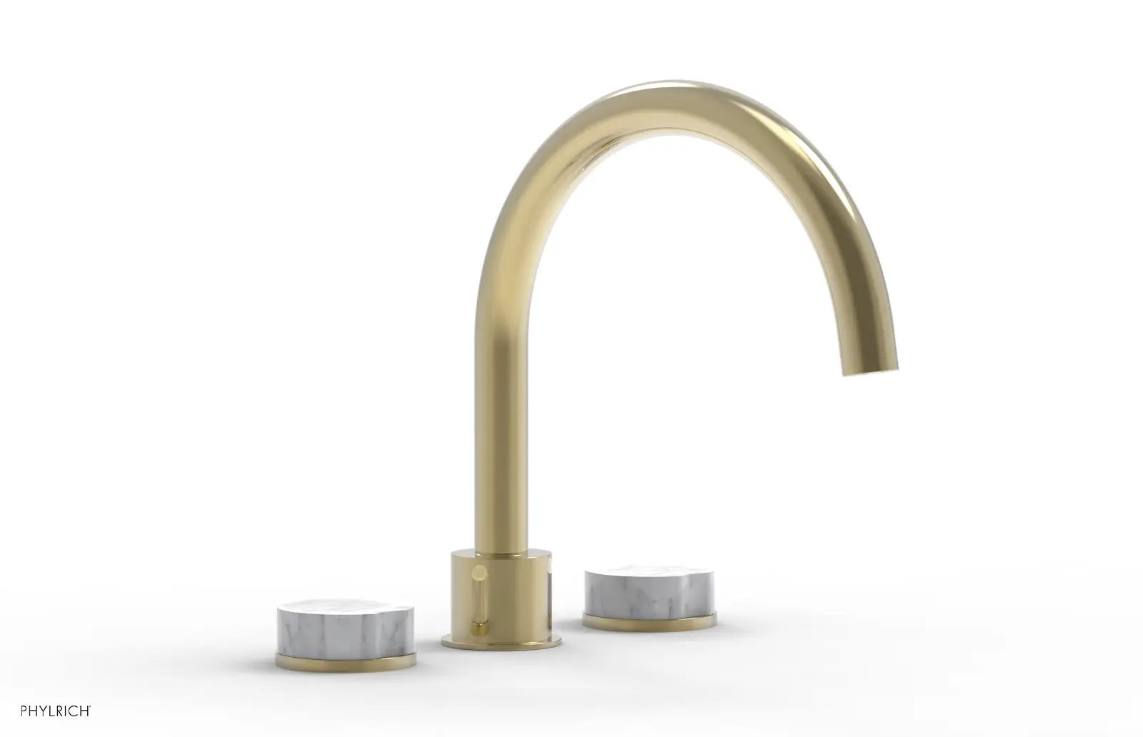 Phylrich CIRC Deck Tub Set - High Spout White Marble Handles by Phylrich
