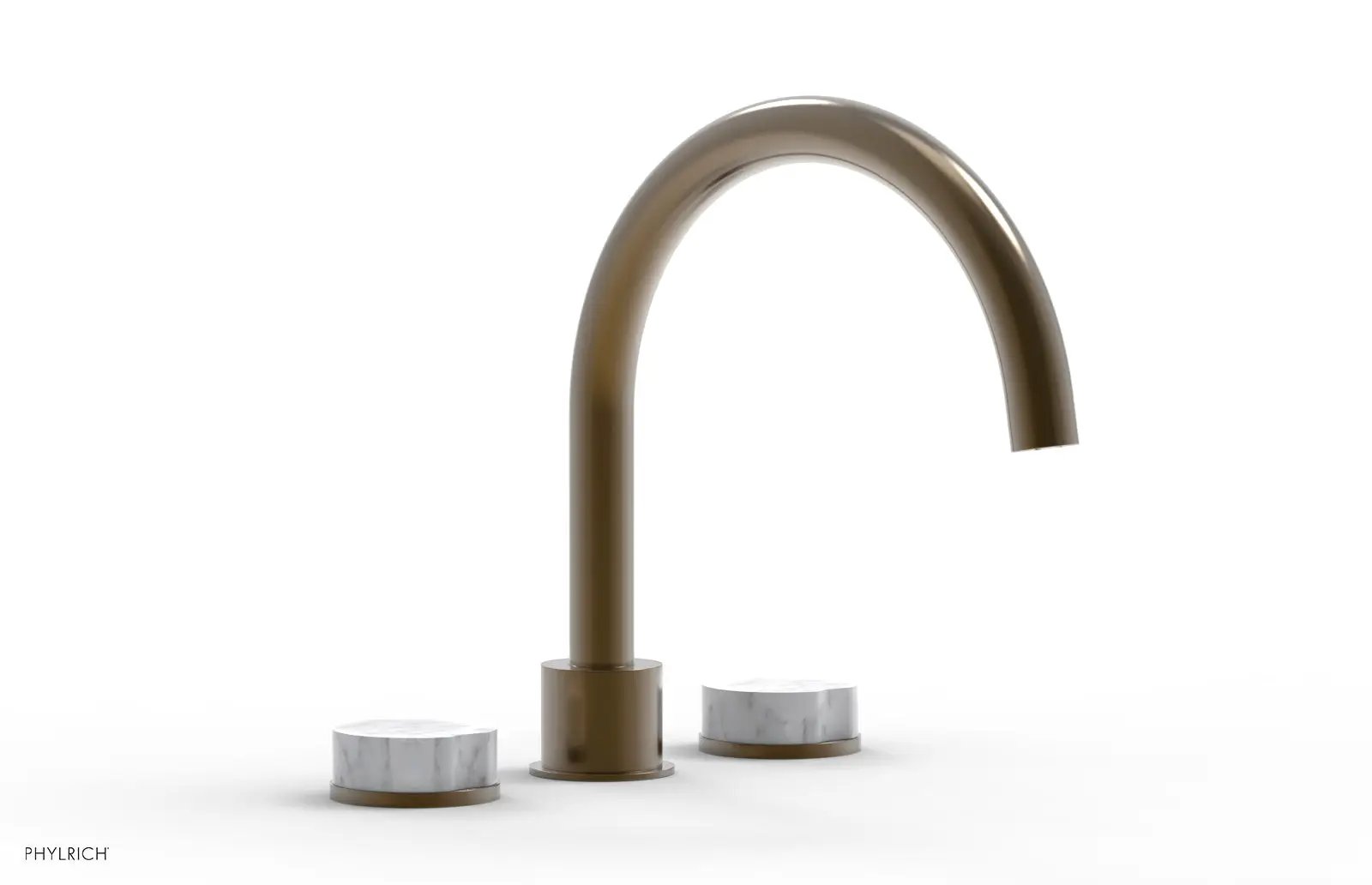 Phylrich CIRC Deck Tub Set - High Spout White Marble Handles by Phylrich