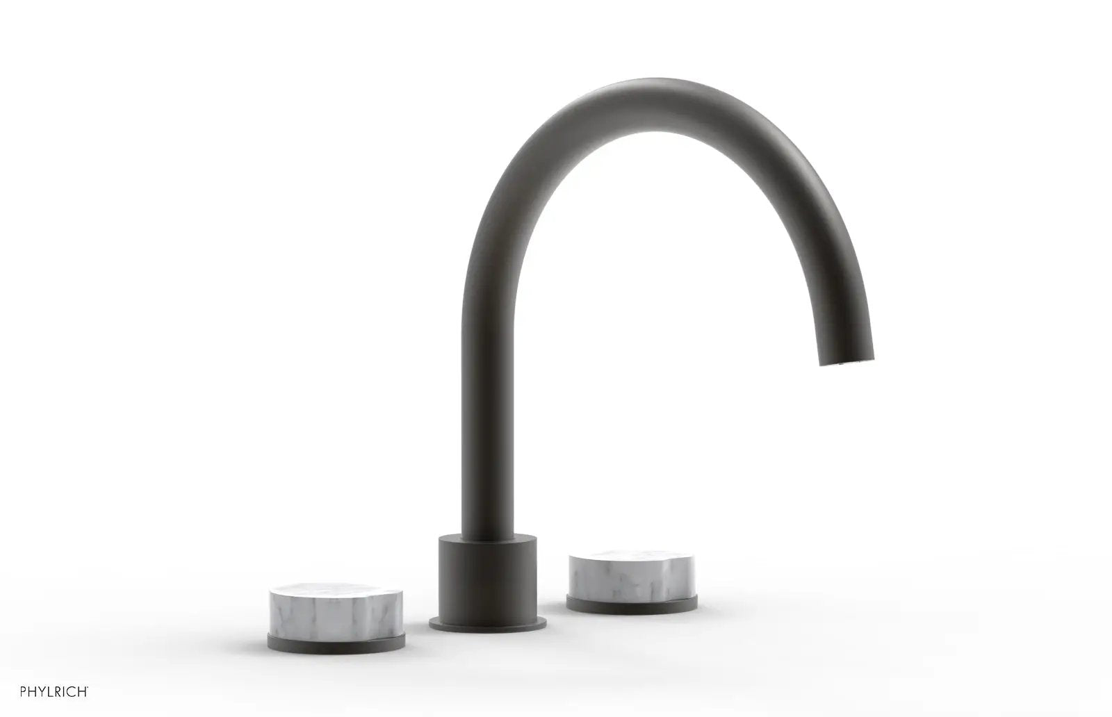 Phylrich CIRC Deck Tub Set - High Spout White Marble Handles by Phylrich