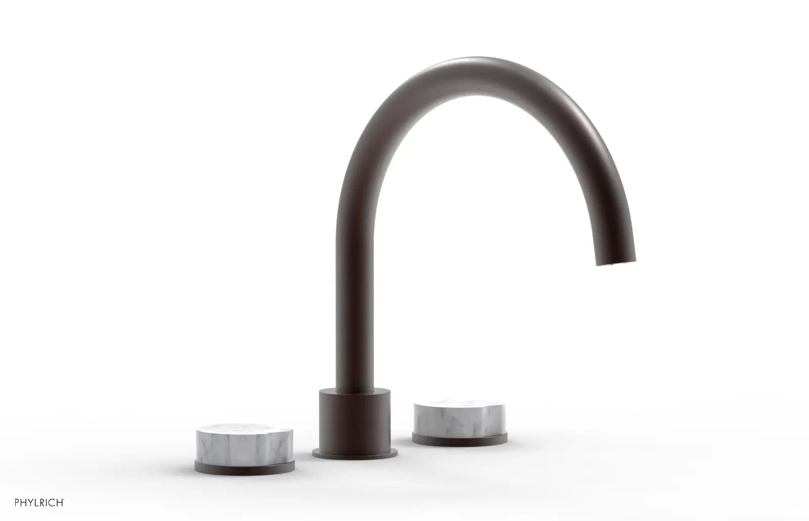 Phylrich CIRC Deck Tub Set - High Spout White Marble Handles by Phylrich