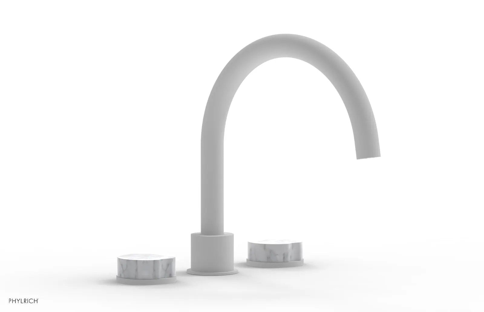 Phylrich CIRC Deck Tub Set - High Spout White Marble Handles by Phylrich