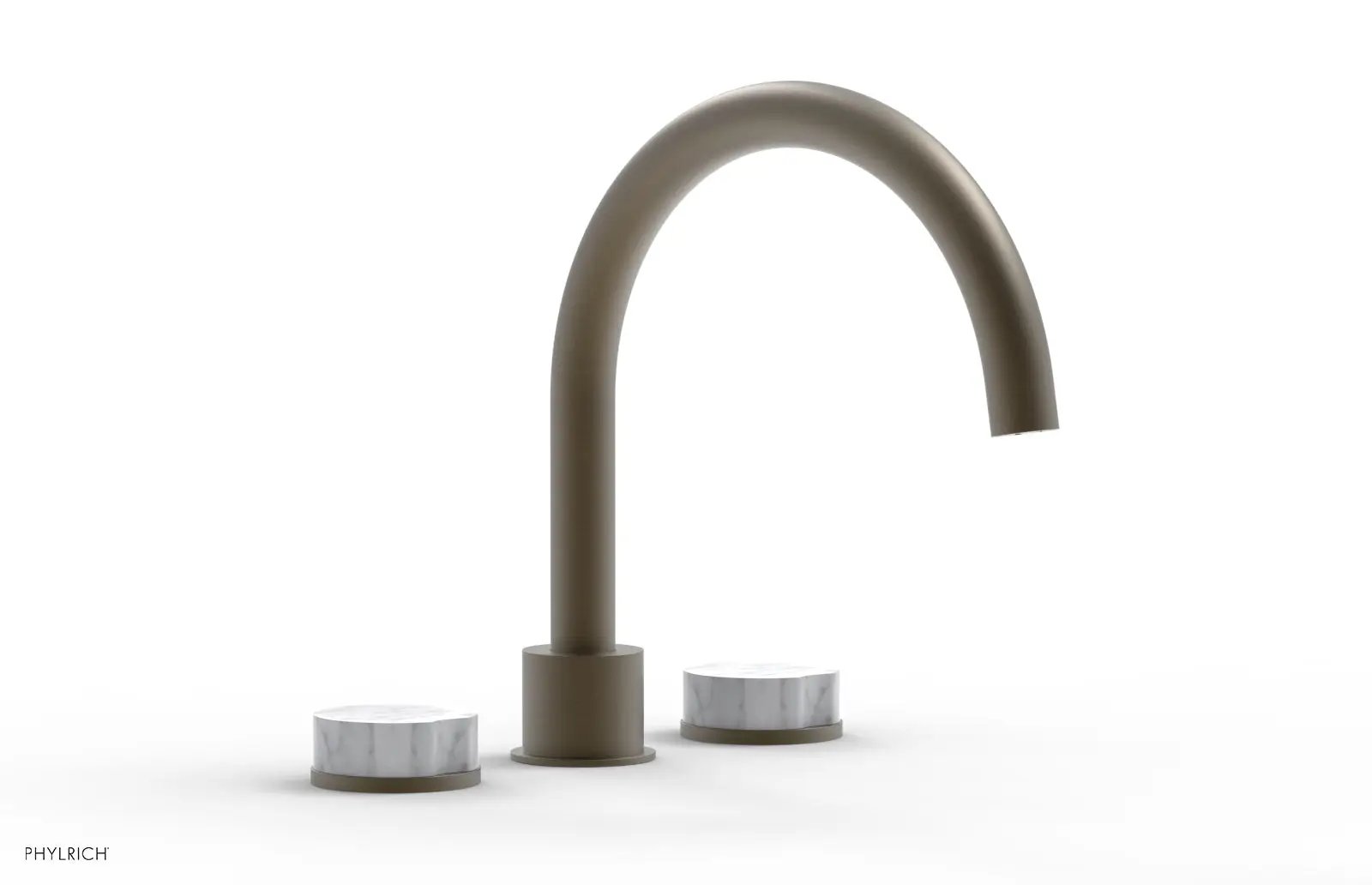 Phylrich CIRC Deck Tub Set - High Spout White Marble Handles by Phylrich