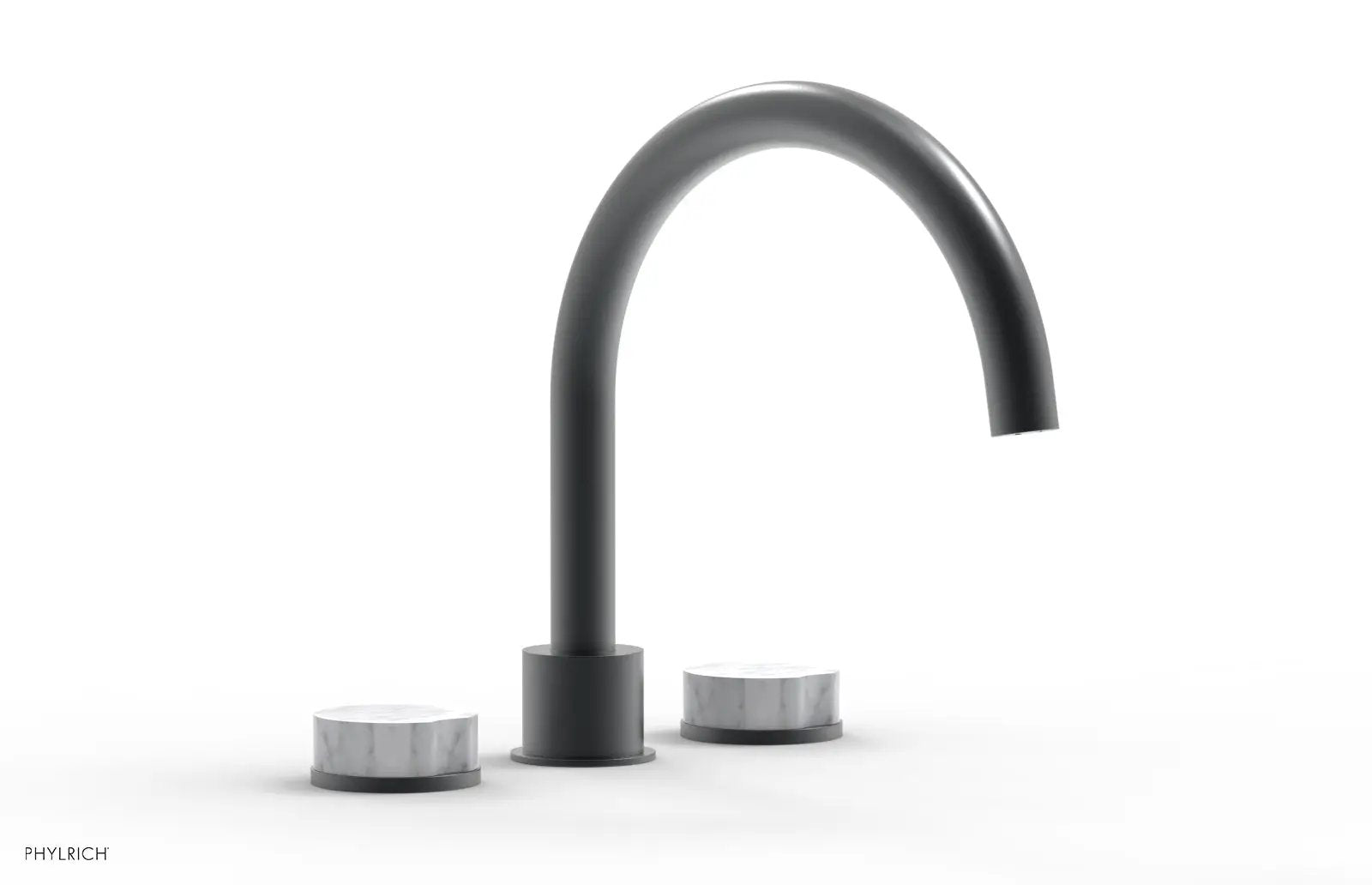 Phylrich CIRC Deck Tub Set - High Spout White Marble Handles by Phylrich